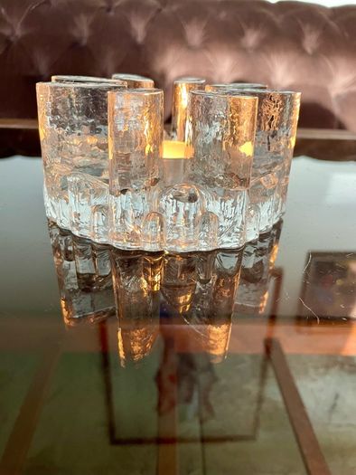 Vintage 1960s Georgshutte Art Glass Votive Candle Holder Trivet Dish Warmer