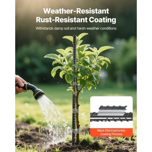 Rebar Stakes, 609,6 mm / 24-Inch, Heavy-Duty 0.47 in Diameter, Straight Galvanized Steel Ground Anchors with Chisel Point End & Rust-Resistant Coating, for Gardening Support, Fence, Camping Tents (20-Pack)