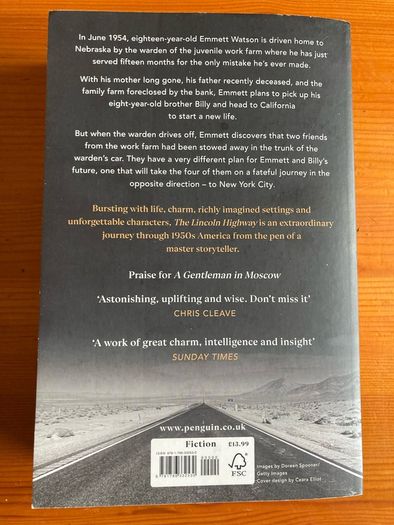 Fiction Book:'The Lincoln Highway' by Amor Towles