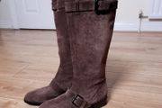 Tods Brown Knee High Suede Buckle Boots Size 36.5 EU