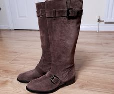 Tods Brown Knee High Suede Buckle Boots Size 36.5 EU