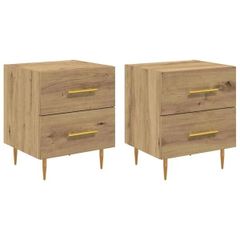 Bedside Cabinet with Drawer 2 pcs Artisan Oak 40 x 35 x 47.5 cm