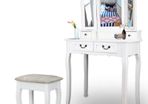 white Dressing Table 4 Drawer Stool Mirror