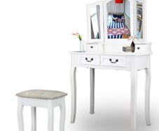 white Dressing Table 4 Drawer Stool Mirror