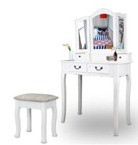 white Dressing Table 4 Drawer Stool Mirror
