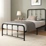 Florence Single Bed 80 x 190 cm-Frame with Metal Headboard and Footboard-Height 35 cm-Slatted Base Included-Storage Compartment Below-Black Image 2