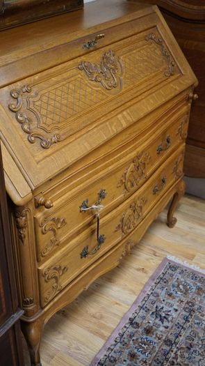 French Oak Bow Front Bureau