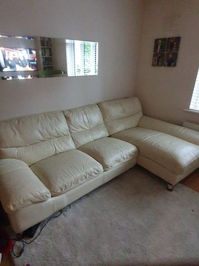 Cream leather couch