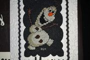 Homemade x-stitched card:- FROZEN Olaf