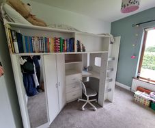 High Sleeper bed, chest of drawers, IKEA storage box