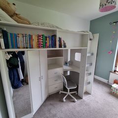 High Sleeper bed, chest of drawers, IKEA storage box