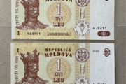 Moldova 2x1 Leu 2010 Consecutive Banknotes