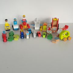 Wooden vehicles cars train helicopter bundle