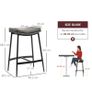 Breakfast Bar Stools Set of 2, Microfibre Upholstered Barstools, Industrial Bar Chairs with Curved Seat and Steel Frame for Dining Room, Kitchen, Grey Image 2
