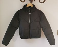 Girls black bomber jacket (10-11)