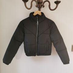 Girls black bomber jacket (10-11)
