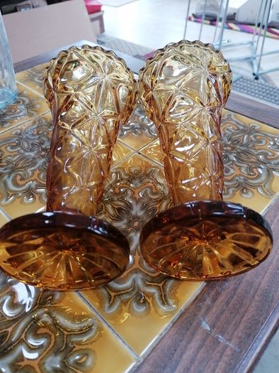 Pair of stunning Amber glass vases