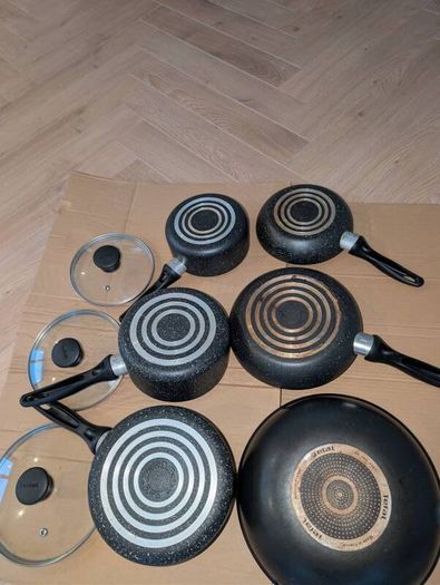 Tefal stone non-stick set & wok (pots & pans)