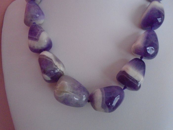 Chunky Amethyst necklace. Statement necklace, Gemstone necklace, Feb birthstone, Jewellery