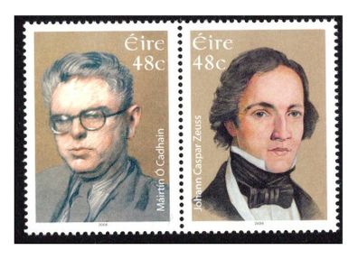 2006 Ireland Celtic Scholars Johann Zeuss (Founder of Celtic Philology) Mairtin O Cadhan (Gaelic Novelist) Commemorative Stamps Mint Never Hinged (MNH)