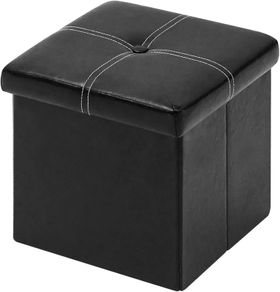 Storage Box with Lids Seat Faux Leather Folding Stools Cube Toy Chests for Kids bedroom Furniture Small Footstool 11.8 in(30cm)