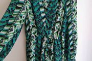 beautiful dress Zara printed long sleeve V neck geometric dress bloggers , puffed sleeve dress