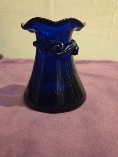 John Shelton Cobalt Blue Glass Vase - Signed