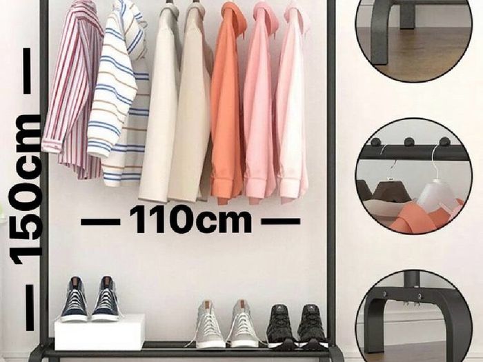 NEW Metal Clothes Rail Rack with Shoe Shelf