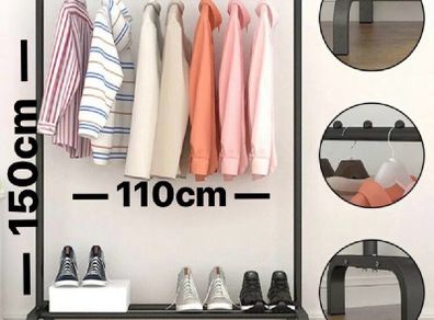NEW Metal Clothes Rail Rack with Shoe Shelf