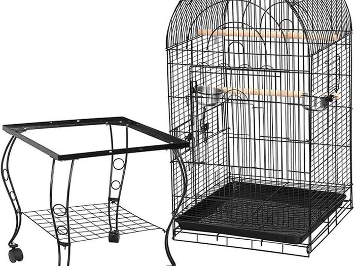 Image showcasing Large Parrot Cage Large Bird Aviary With Pedestal Wheelswith Open ...