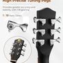 4/4 Acoustic Guitar Beginner Set Adult Full Size Cutaway Folk Guitar Starter Kit 41 inches with Gig Bag, Picks, Strings, Capo, Tuner, Strap, Pickguard, Black Image 4