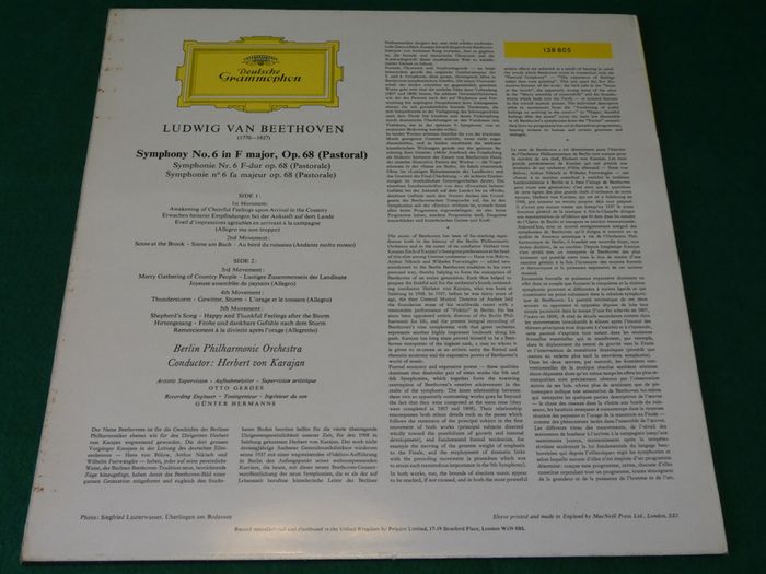 Beethoven Pastoral Herbert Von Karajan Uk Pressing Lp