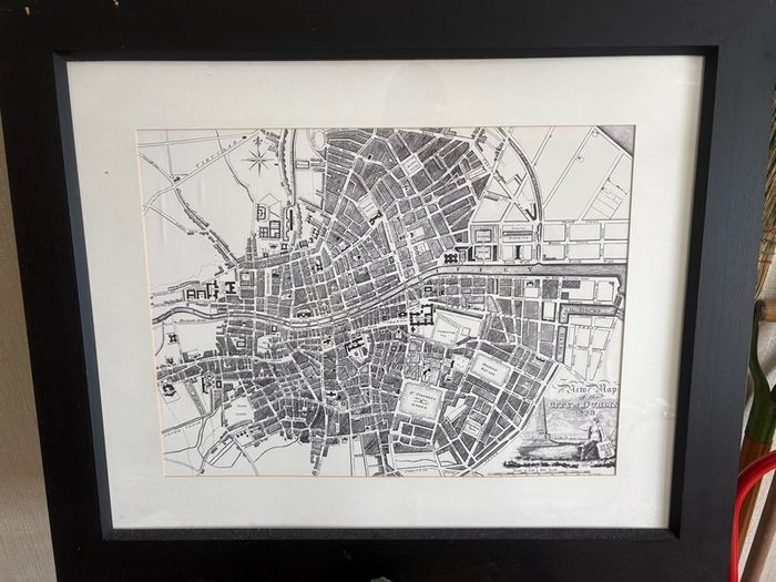 Framed Map of Dublin 1829 Print Large Wall Art