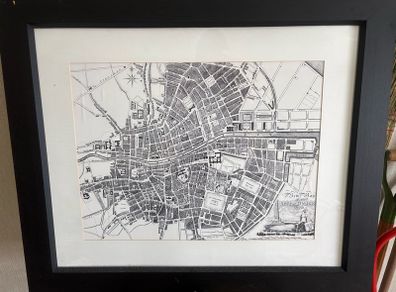 Framed Map of Dublin 1829 Print Large Wall Art