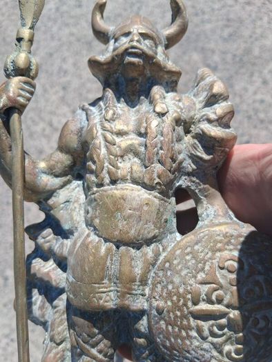 3 x Mid Century 10 inch Solid Brass Viking Warriors(6.9 kgs)