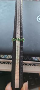 Green Gem hoop earring and ring with light gold hardware