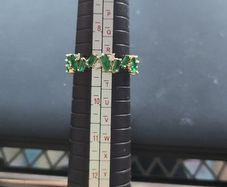 Green Gem hoop earring and ring with light gold hardware