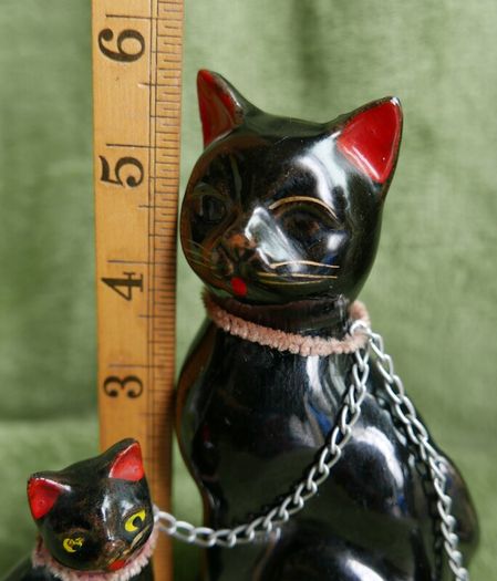 Vintage 1960s Irish Kilkenny Black Mother and Kittens made in Japan