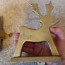 Vintage Brass Reindeer Christmas Stocking Holders Image 4