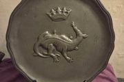 Continental Pewter Plate Depicting a Salamander