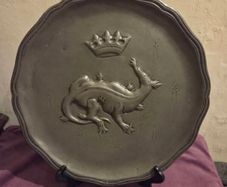 Continental Pewter Plate Depicting a Salamander