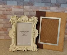 Pair of Photo Frames Vintage Style and Modern Suede Leather Look