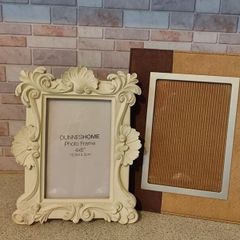 Pair of Photo Frames Vintage Style and Modern Suede Leather Look