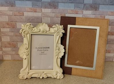 Pair of Photo Frames Vintage Style and Modern Suede Leather Look