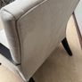 Modern Ivory Accent Armchair with Sculpted Black Wood Arms Image 3