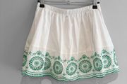 Pre Owned Primark White &amp; Green Embroidered Skort