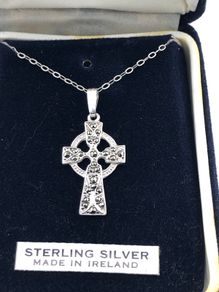 Silver Celtic Cross Marcasite setting