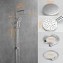 NEW SALE | Modern Chrome Shower Riser Rail Mixer, Round Bathroom Shower Tap System with Stainless Hose Pipe, Shower Head and ABS Handheld Shower Image 2