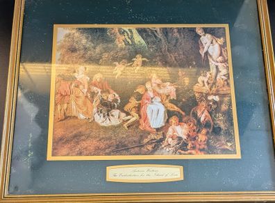 Antoine Watteau Framed Prints Love in the Country Cythera Pair Vintage