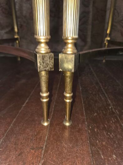 Maison Jansen Hollywood Regency Style Pair of Brass Demi-Lune Side Tables